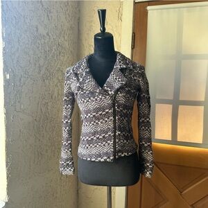 XS - Lucky Brand Black and White Blazer with Chevron Design